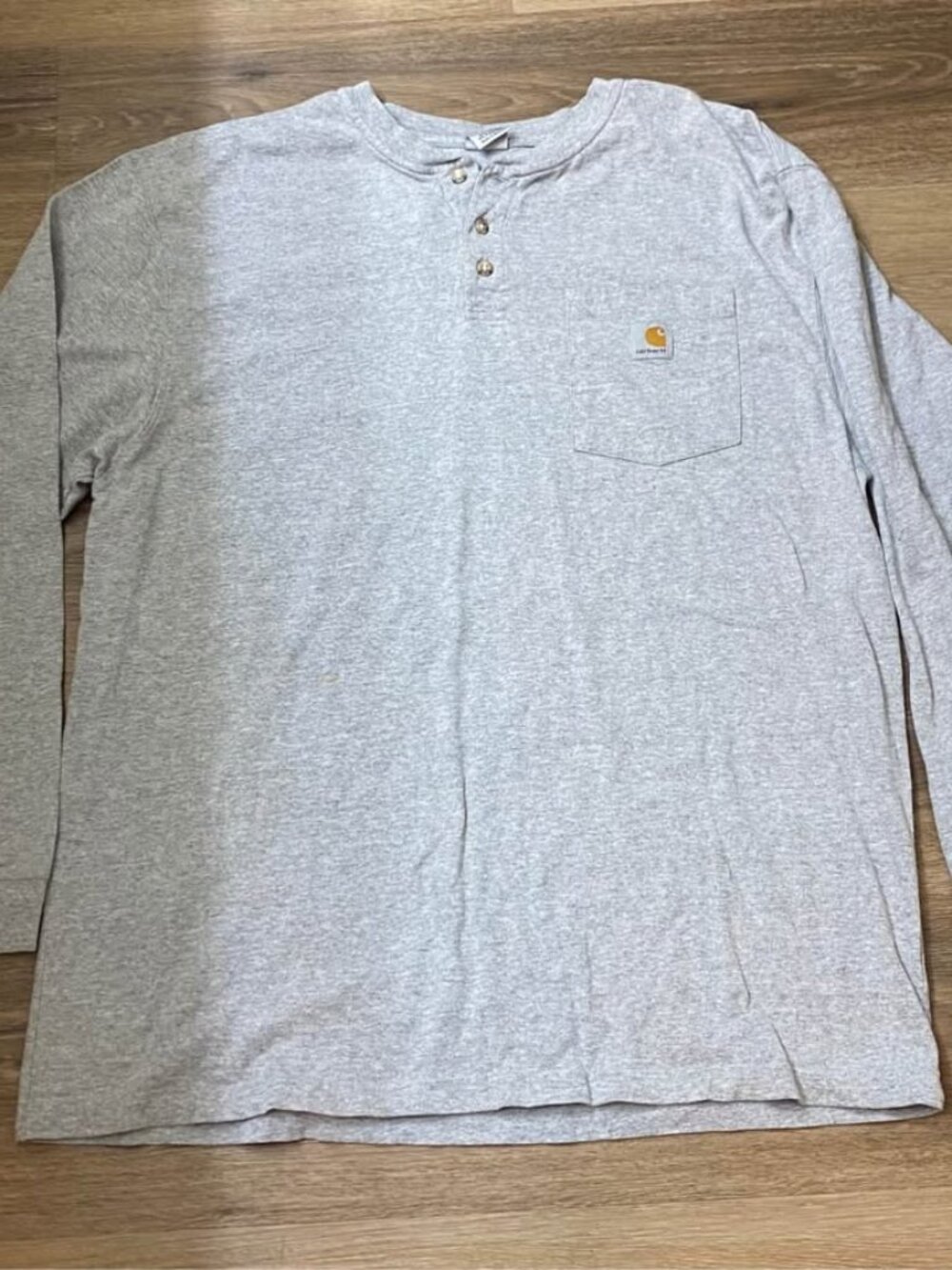Carhartt Men’s Large Tall Feather Gray Henley Long Sleeve Pocket Shirt Workwear